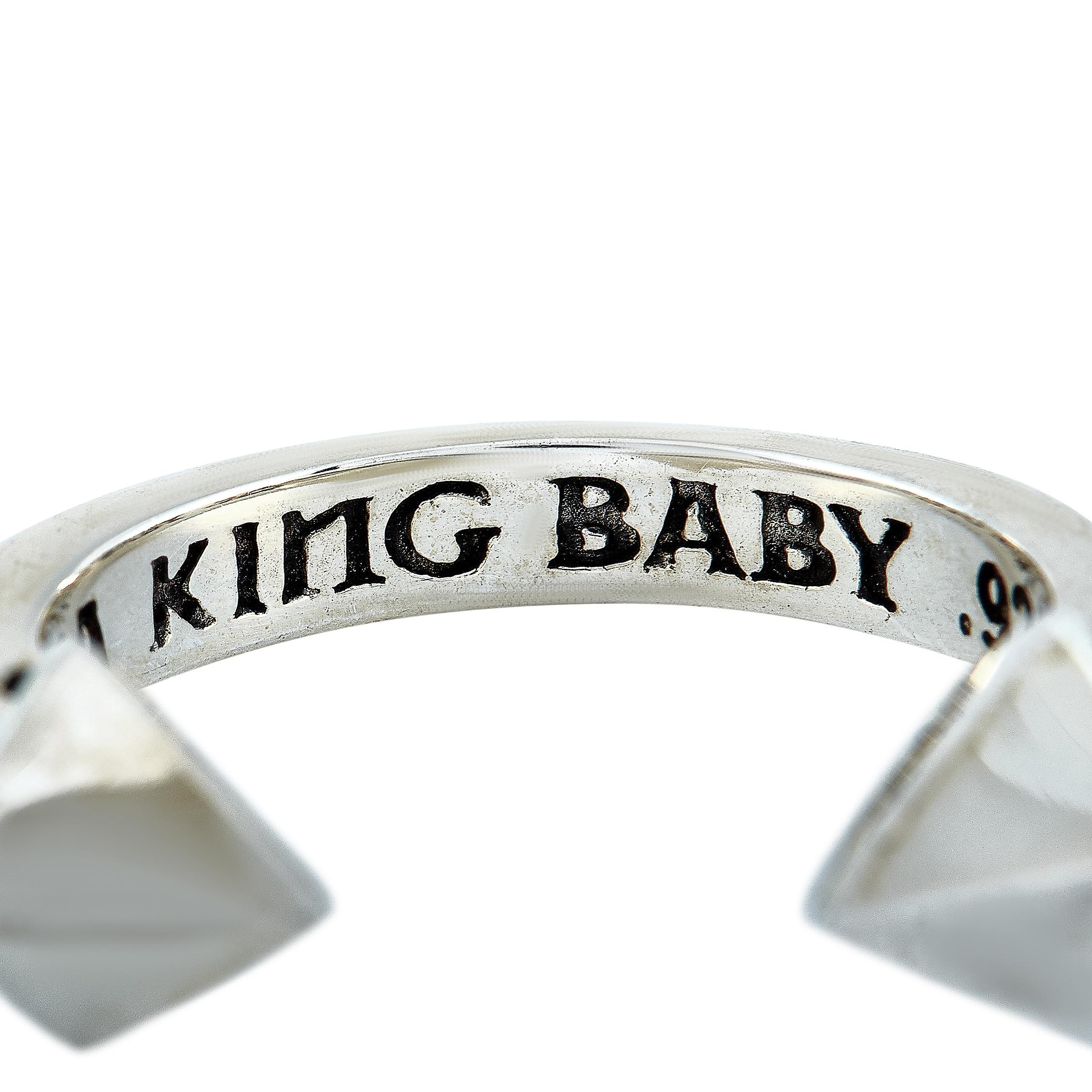 King Baby Sterling Silver Pyramids Open Ring 2