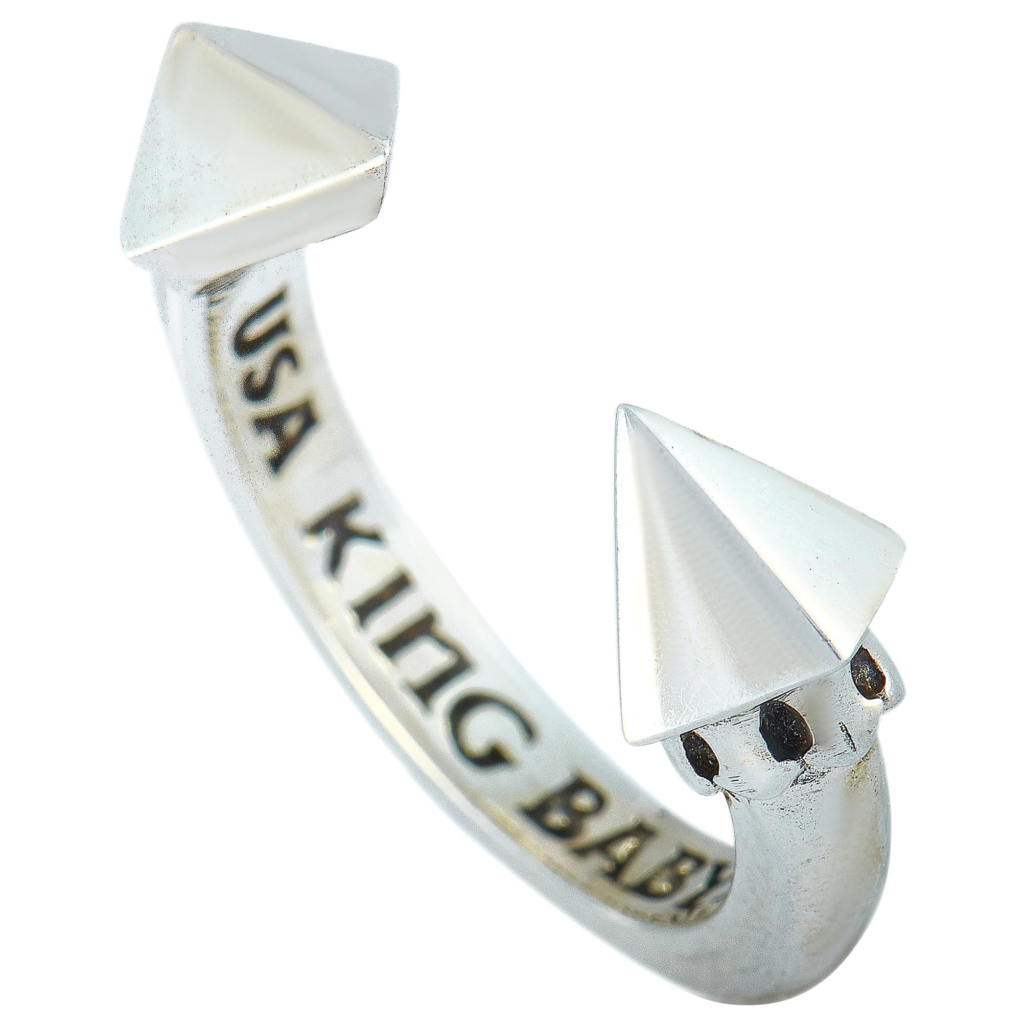 King Baby Sterling Silver Pyramids Open Ring