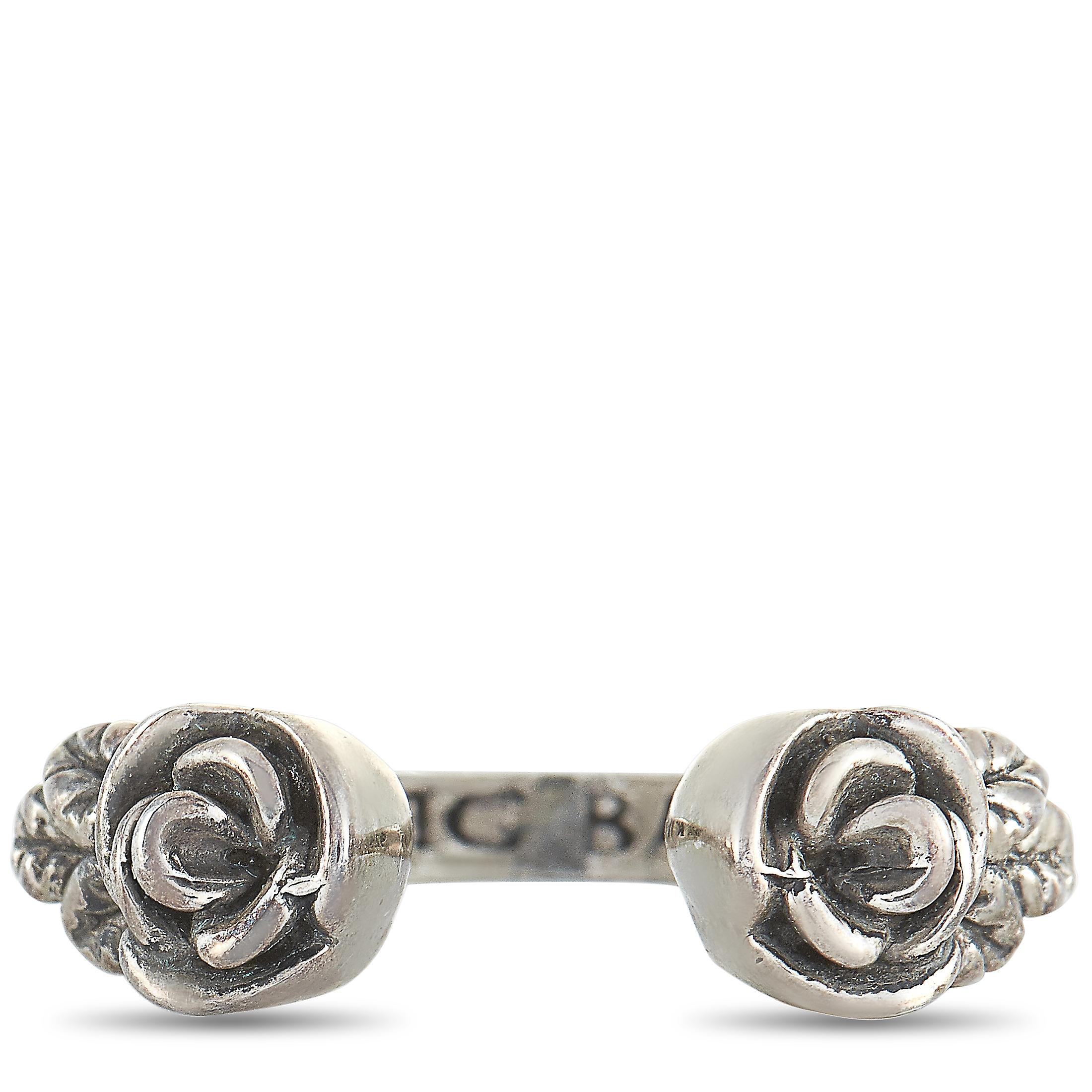 King Baby Sterling Silver Roses Open Ring 1