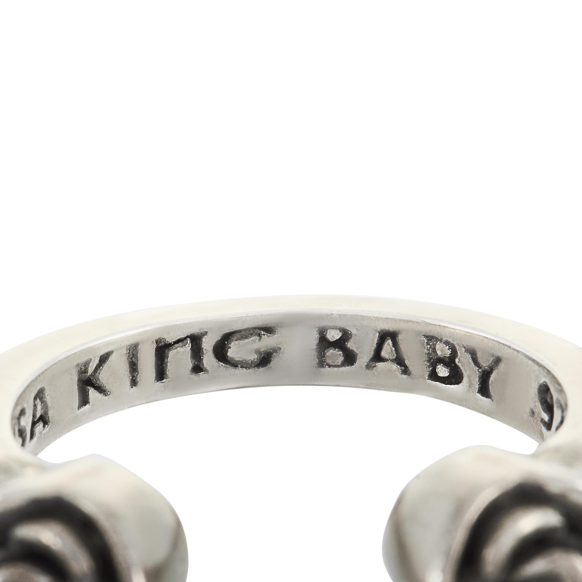 King Baby Sterling Silver Roses Open Ring 2