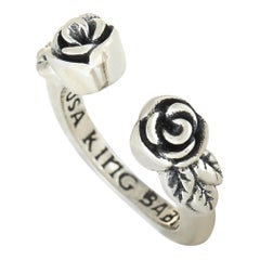 King Baby Sterling Silver Roses Open Ring