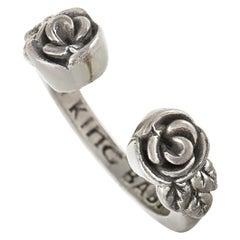 King Baby Sterling Silver Roses Open Ring