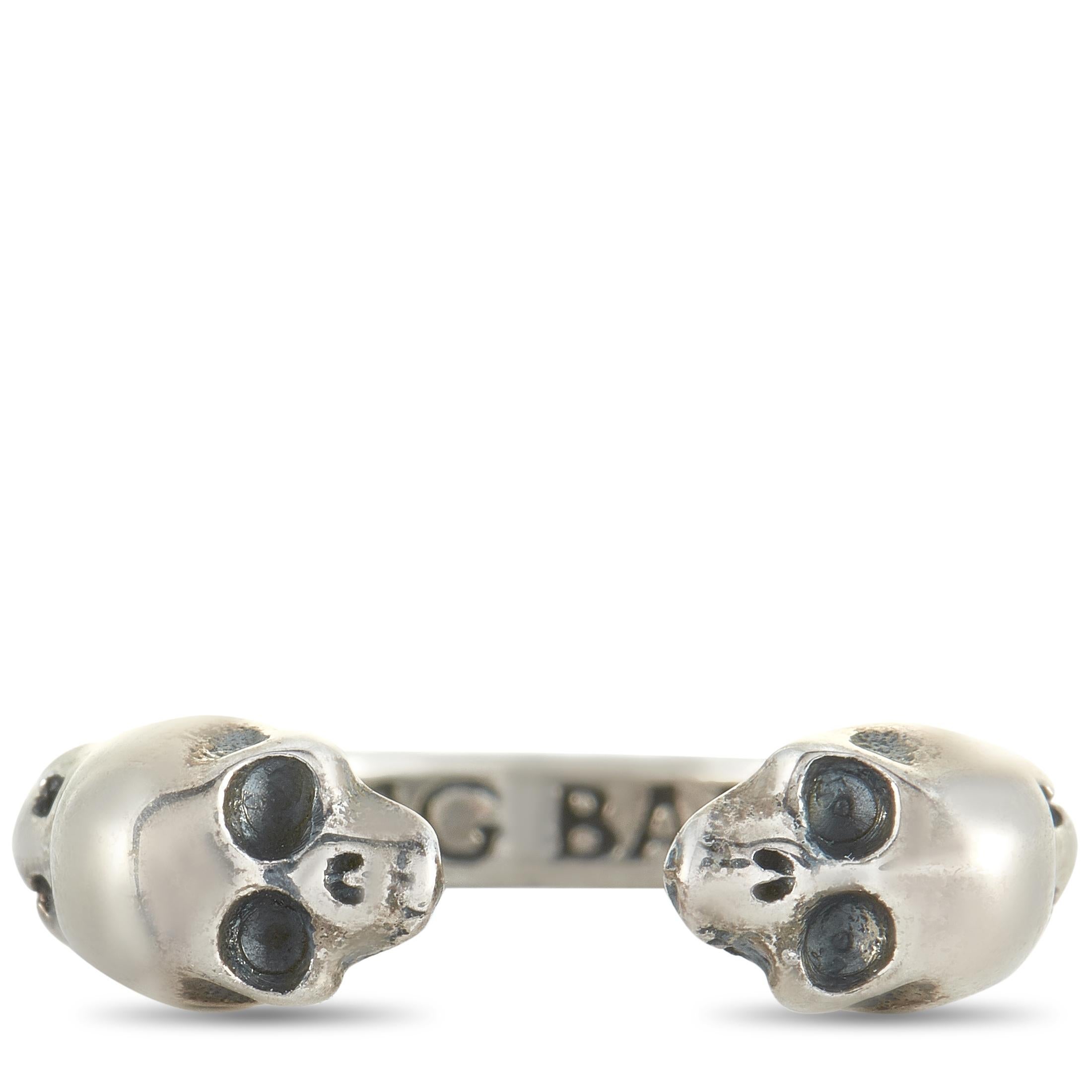 King Baby Sterling Silver Skulls Open Ring 1