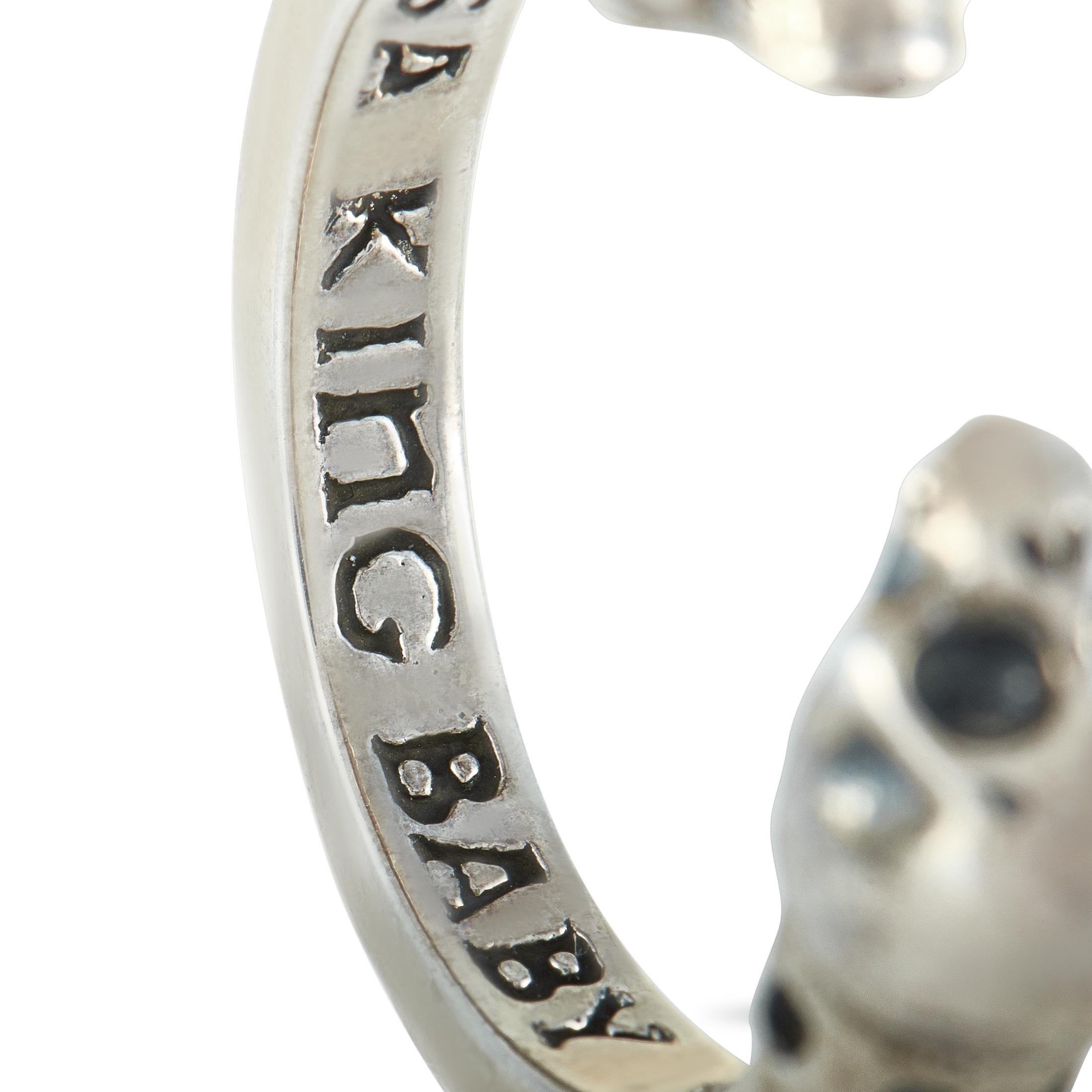 King Baby Sterling Silver Skulls Open Ring 2