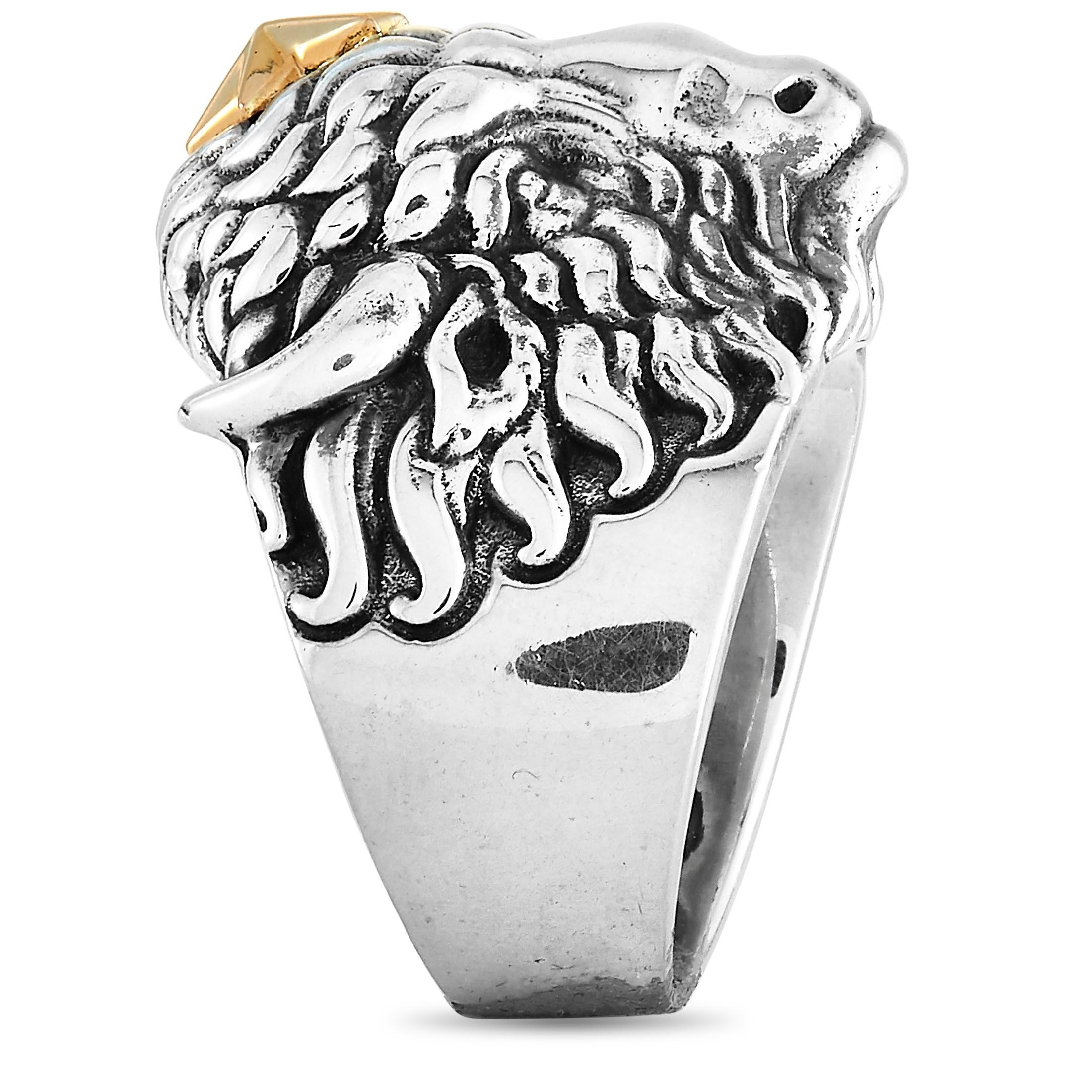 This King Baby ring is crafted from sterling silver and weighs 57 grams. The ring boasts a band thickness of 8 mm and a top height of 12 mm, while the top dimensions measure 25 by 27 mm.

Offered in brand-new condition, this item includes the
