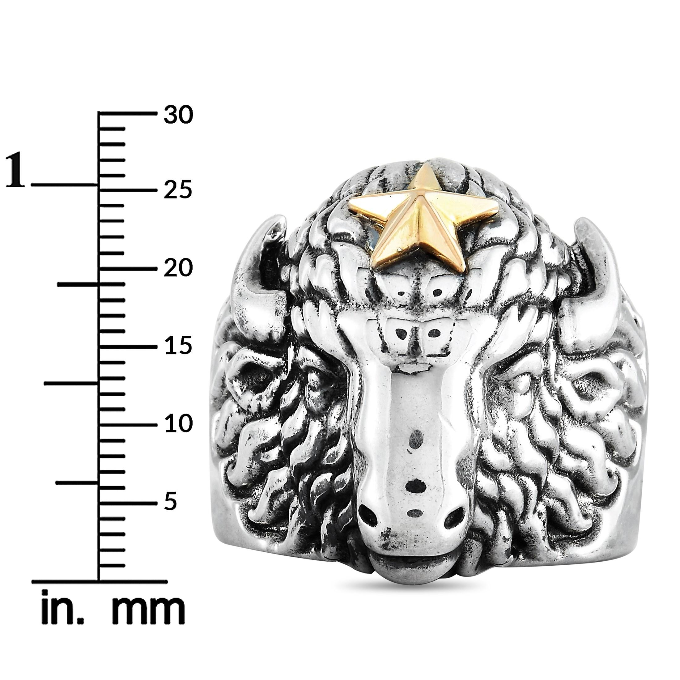 King Baby Sterling Silver Star Buffalo Ring In New Condition For Sale In Southampton, PA