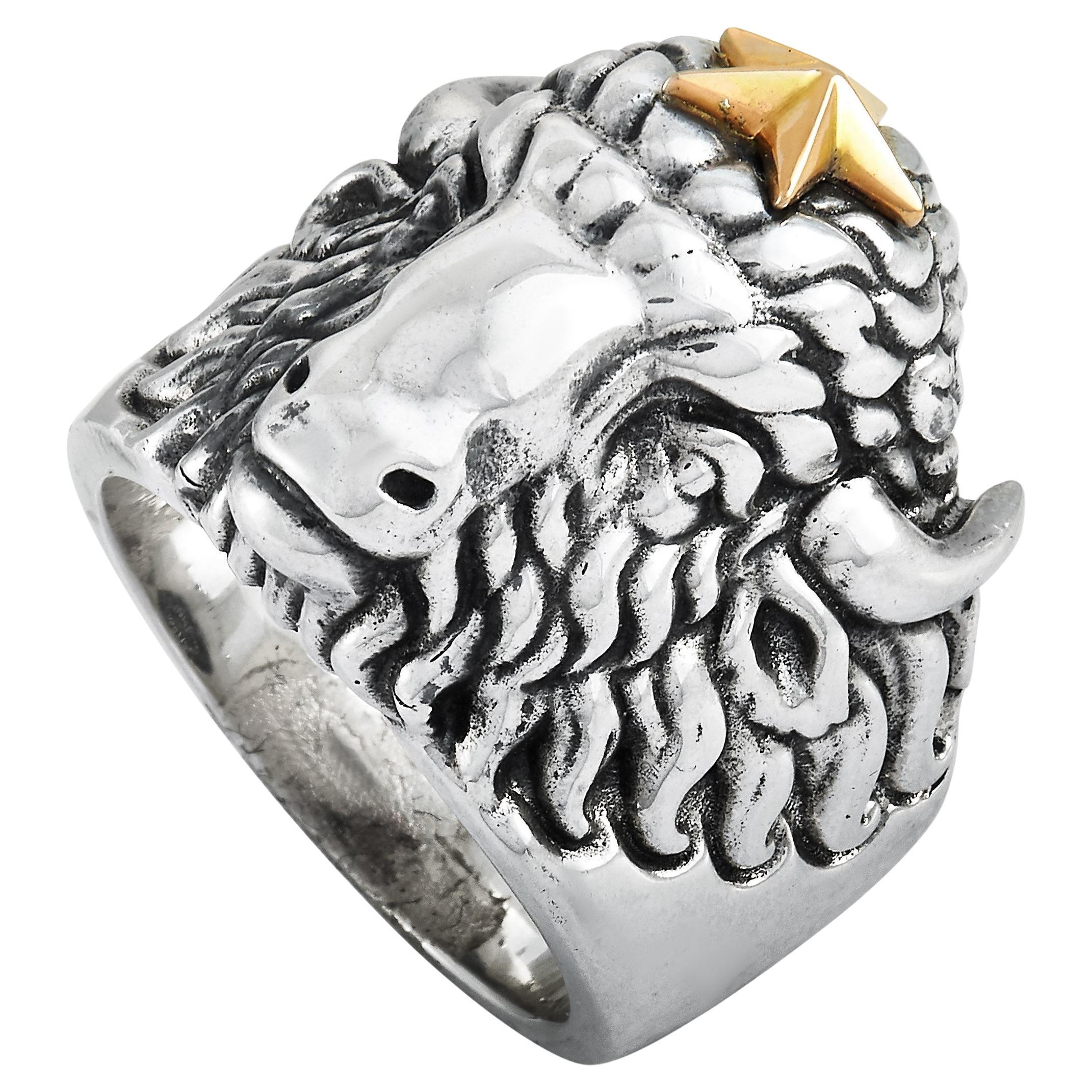 King Baby Sterling Silver Star Buffalo Ring