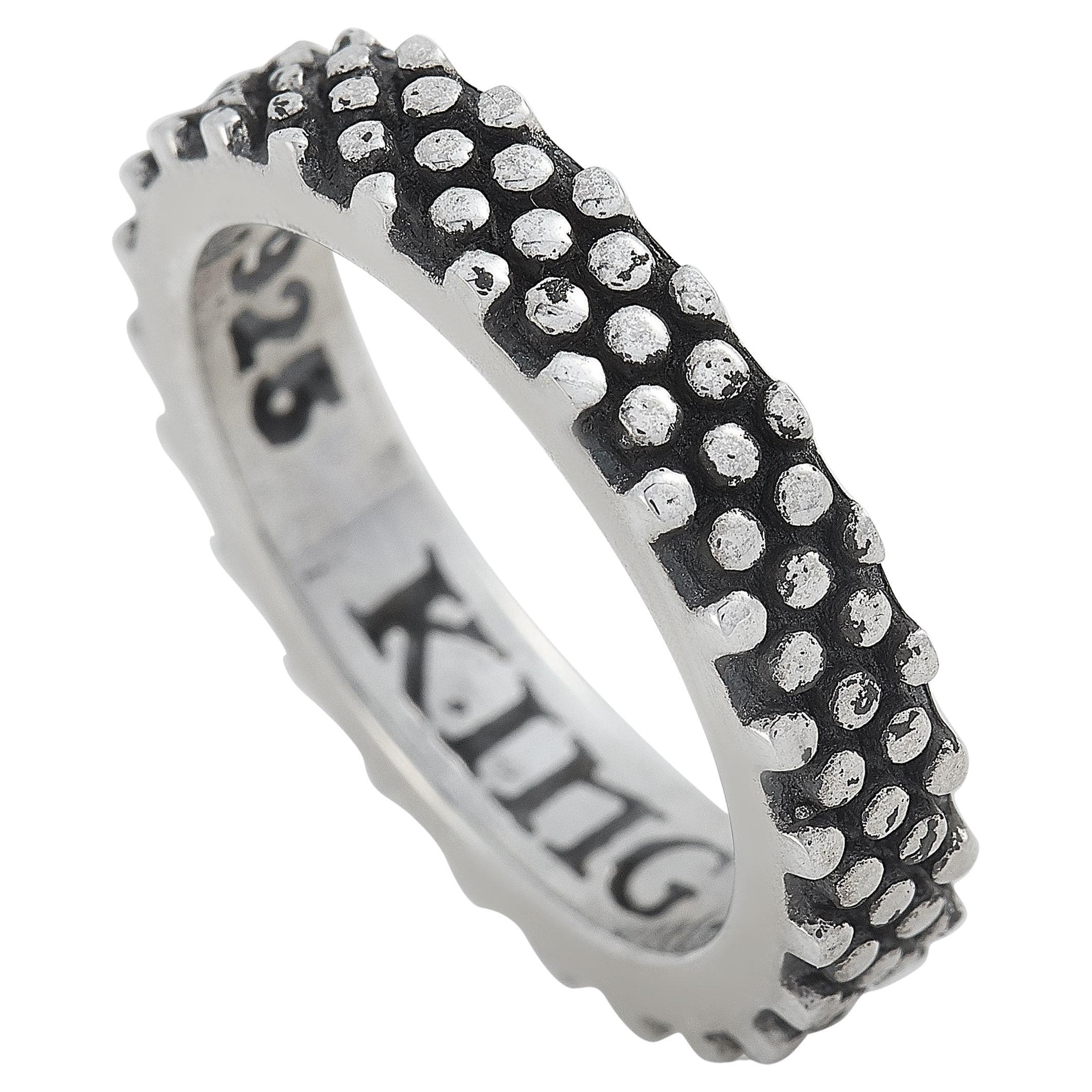 King Baby Sterling Silver Thin Industrial Texture Ring For Sale