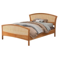 King Bed Frame, Handmade in Natural Cherry And Curly Maple "River Rushes"