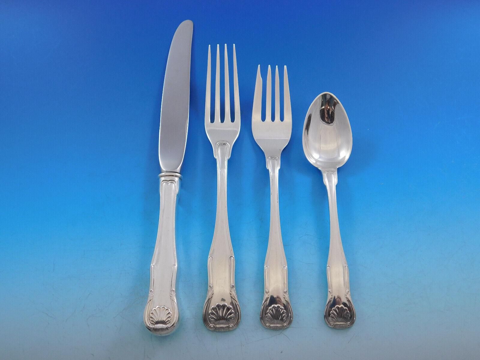 King by Kirk Stieff Sterling Silver Flatware Set Service 113 Pieces Dinner Size In Excellent Condition For Sale In Big Bend, WI