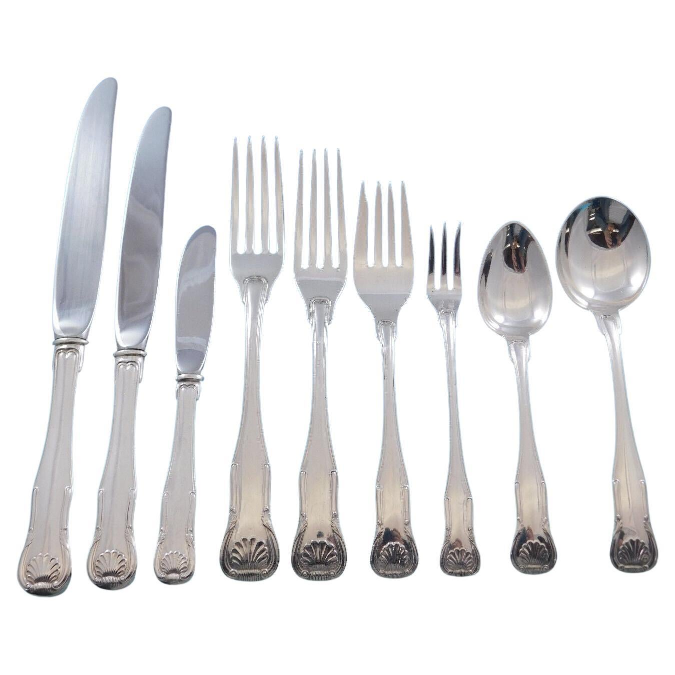 King by Kirk Stieff Sterling Silver Flatware Set Service 113 Pieces Dinner Size For Sale