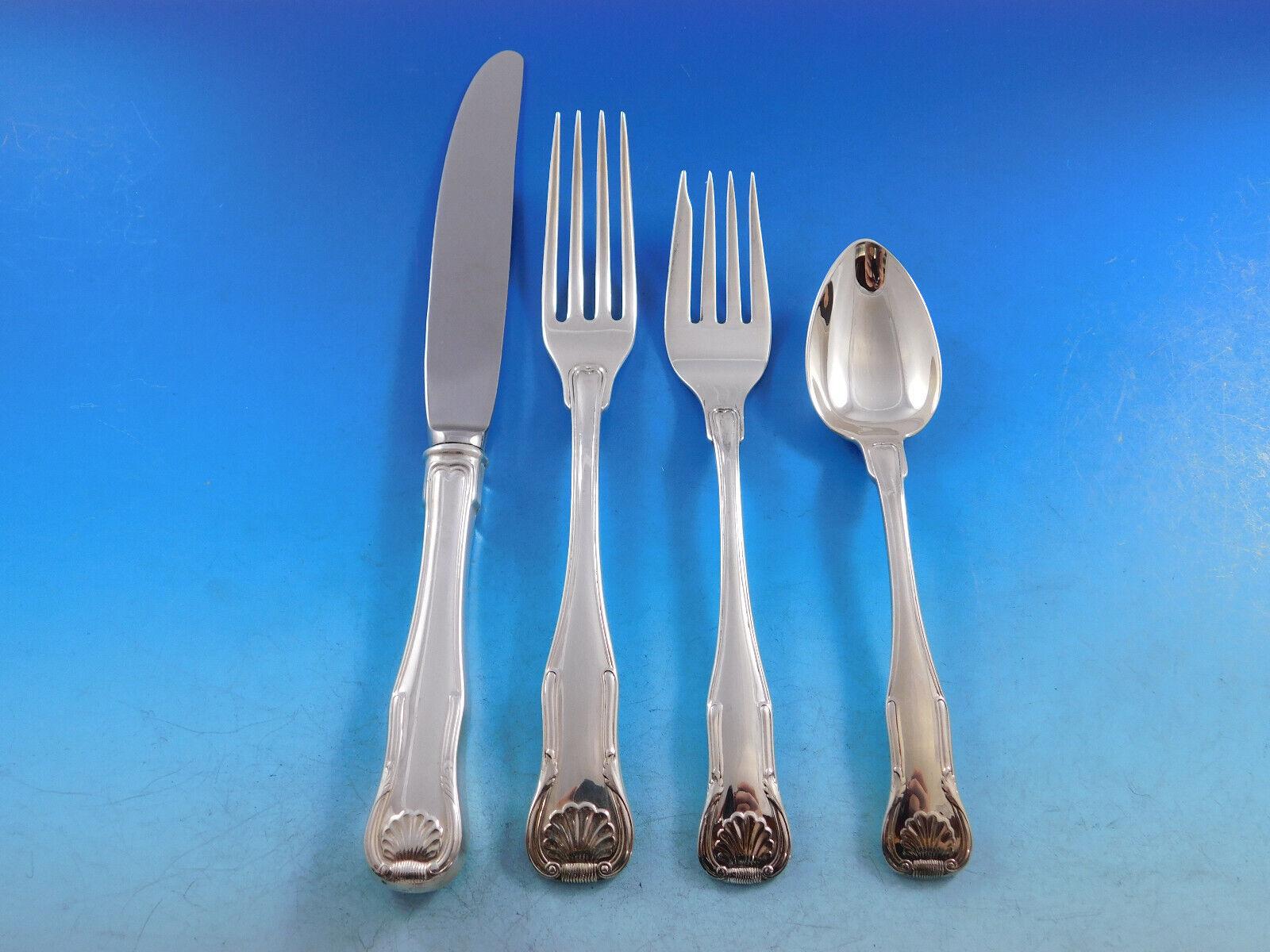 King by Kirk-Stieff Sterling Silver Flatware set - 42 pieces. Kirk-Stieff's version of the traditional Kings-style places its emphasis on simplicity of design, and features an iconic shell motif. This set includes:

8 Knives w/French stainless