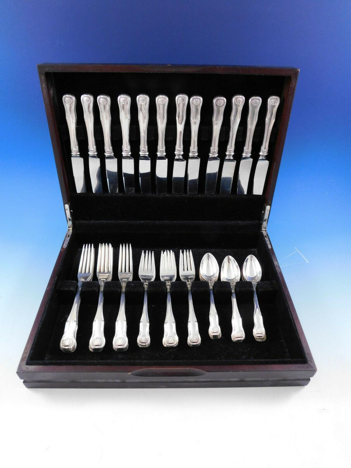 King by Kirk-Stieff sterling silver flatware set - 48 pieces. Kirk-Stieff''s version of the traditional Kings-style places its emphasis on simplicity of design, and features an iconic shell motif. This set includes:

12 knives, 8 7/8