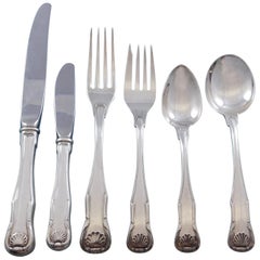 King by Kirk Stieff Sterling Silver Flatware Set Service 61 Pieces Shell Motif