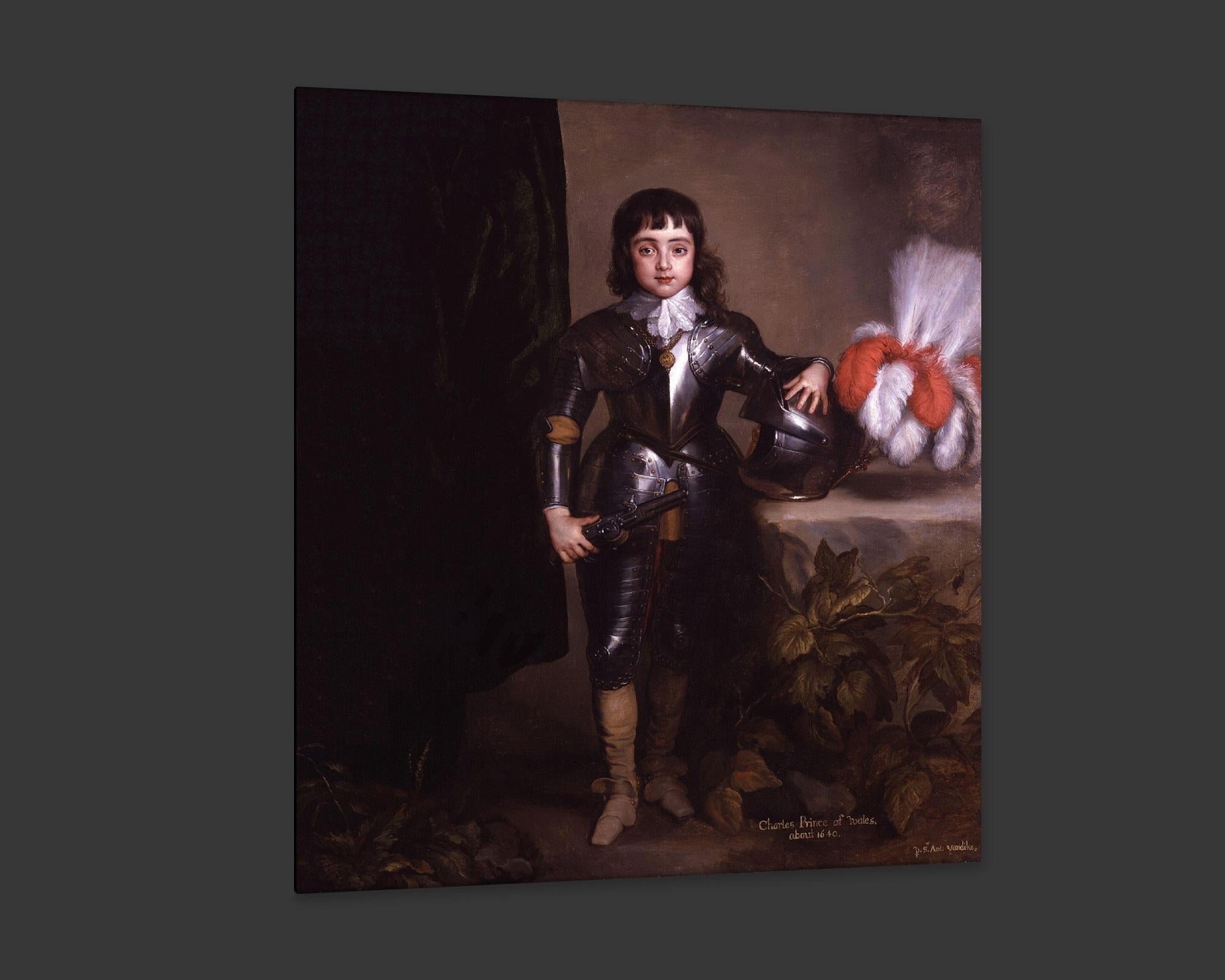Contemporary King Charles II, after Oil Painting by Baroque Revival Artist Anthony Van Dyck For Sale
