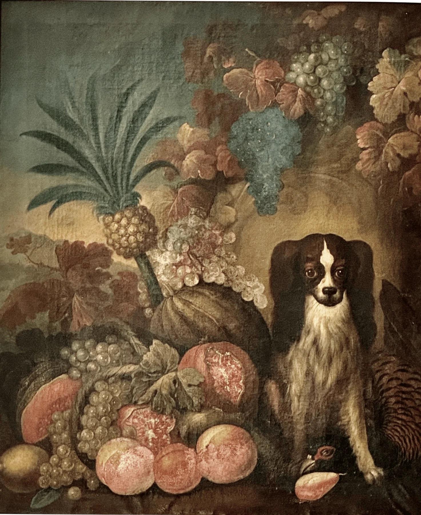 King Charles Spaniel and Tropical still life, Oil on Canvas, 18th-19th Century 2