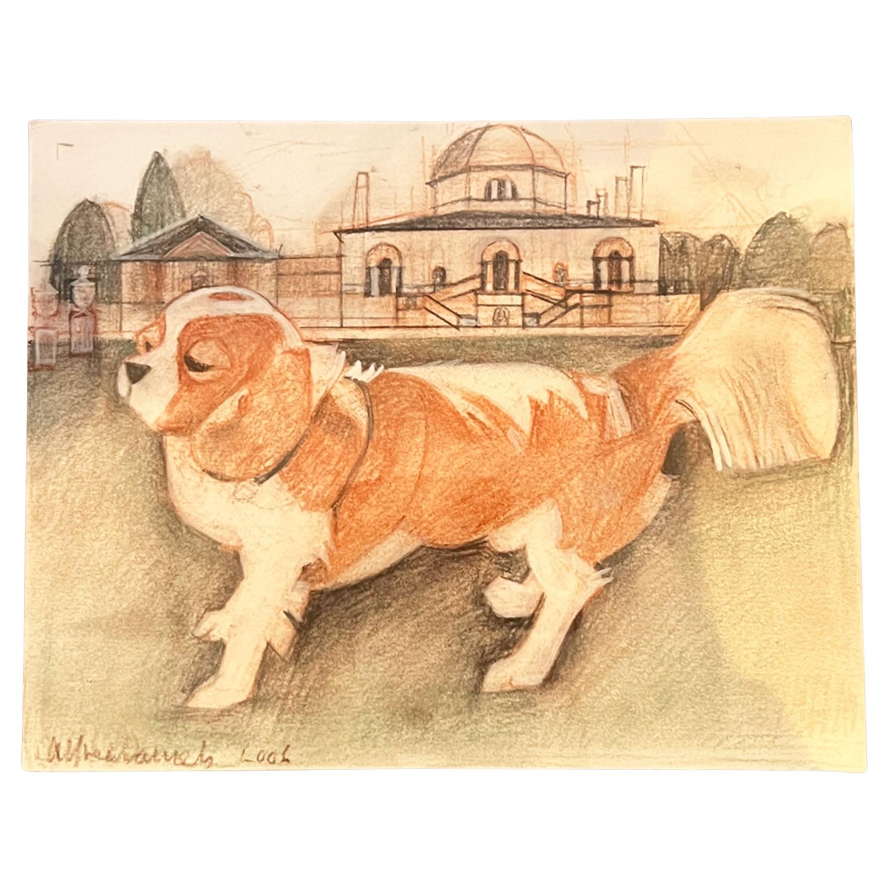 King Charles Spaniel, signed Alfred Daniels (1924 - 2015) For Sale