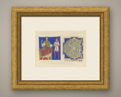King David Enthroned and a Jewelled Initial, Brussels, Antique Print, 1849