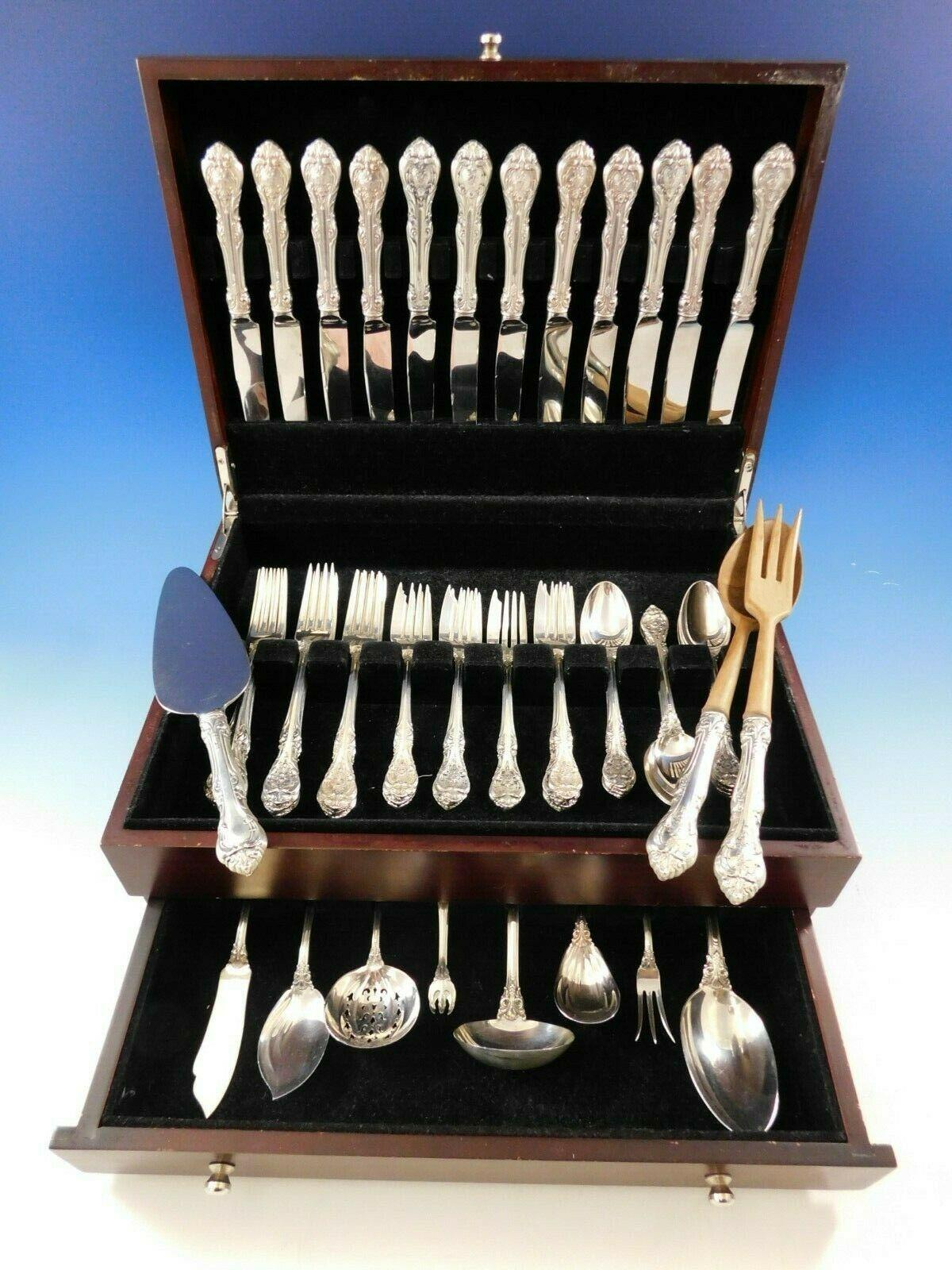 Monumental King Edward by Gorham sterling silver flatware set - 58 pieces. This set includes:

12 knives, 8 7/8