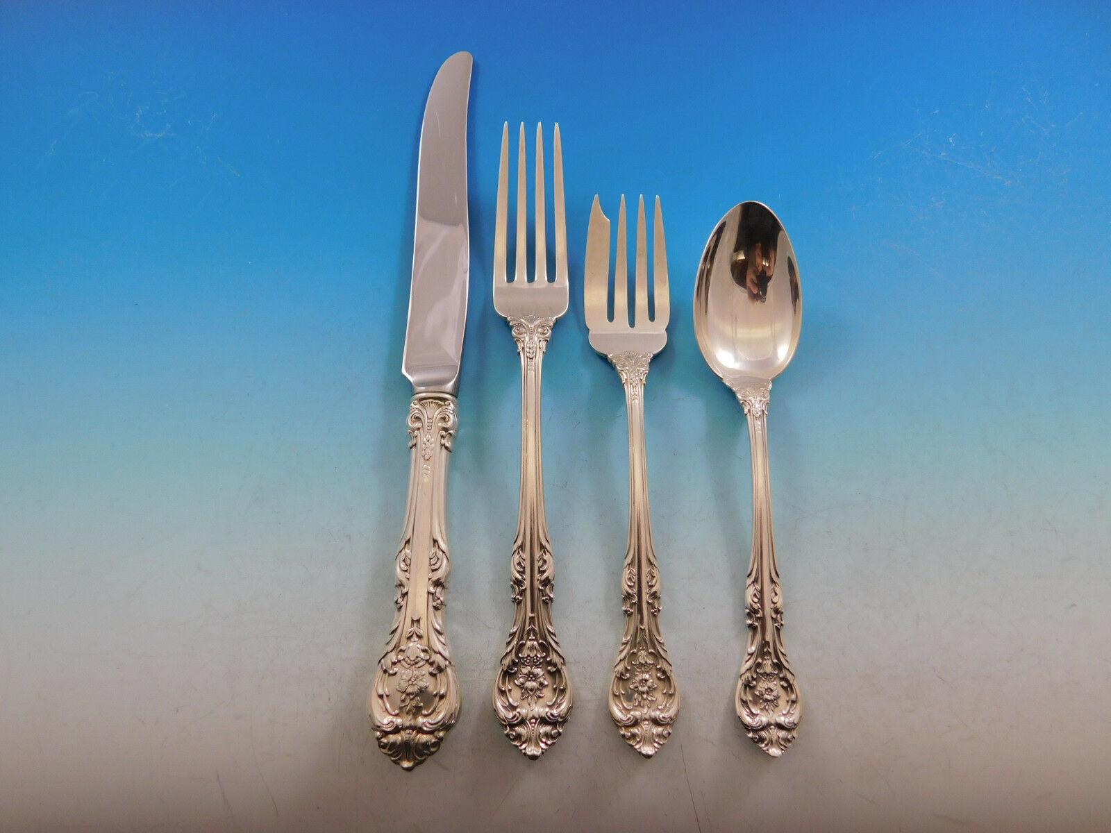 Monumental King Edward by Gorham sterling silver flatware set of 86 pieces. This set includes:

12 knives, 8 7/8