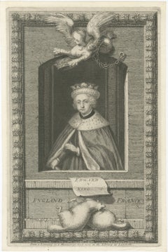 King Edward V Portrait Engraving, Princes in the Tower, Vertue, c.1732