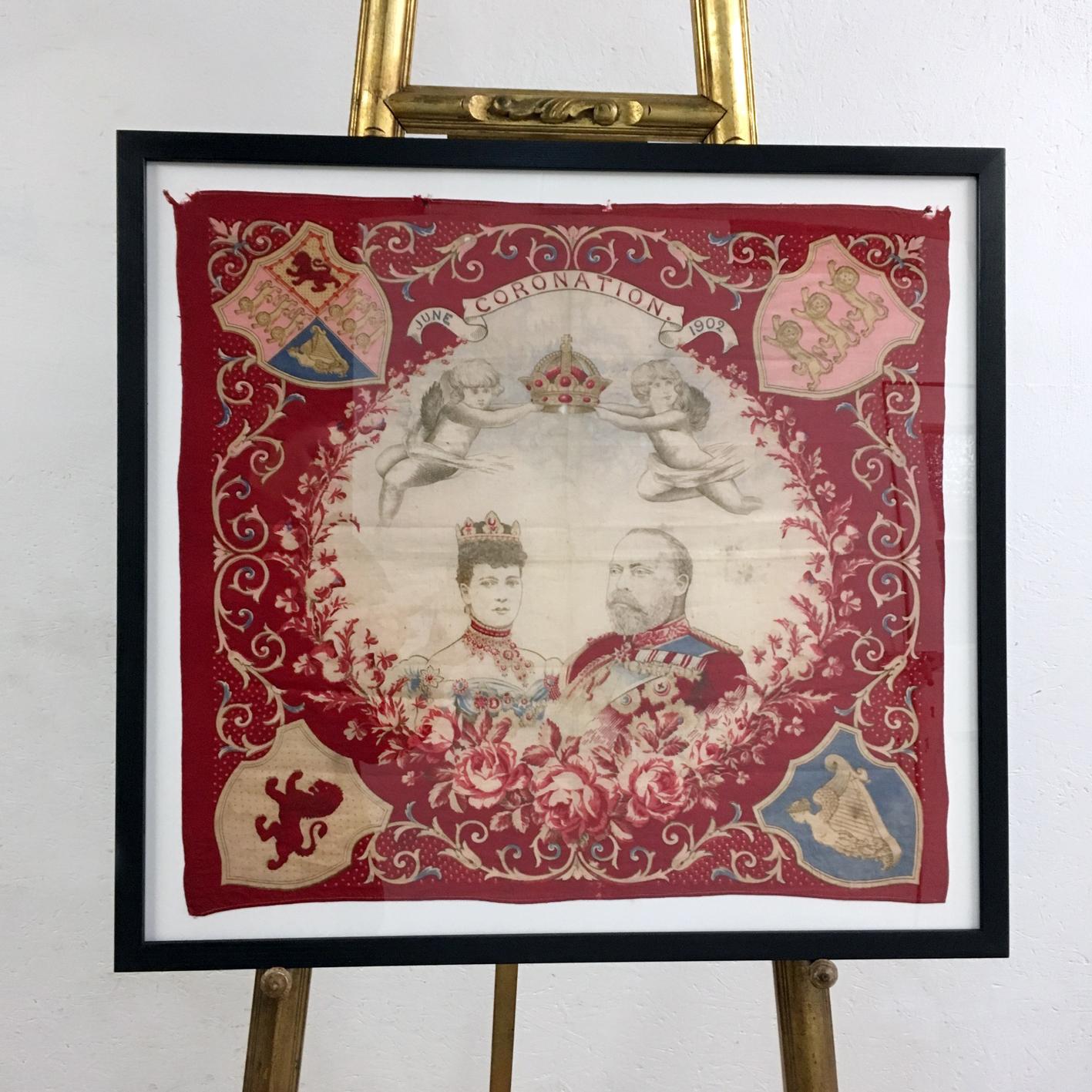 King Edward VII Coronation, June 1902 Framed Red Flag For Sale 3