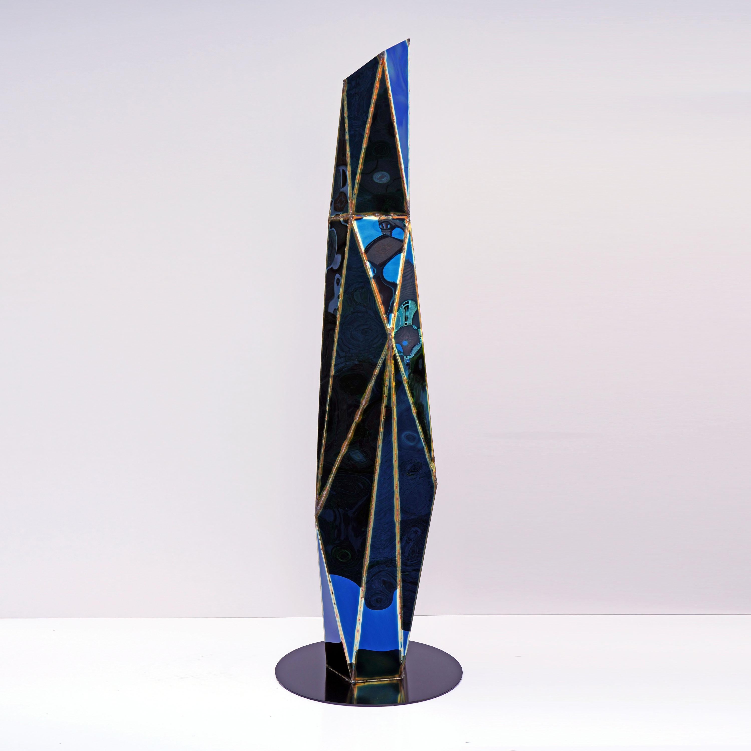 Lampadaire King en acier inoxydable poli miroir soudé par Julian Mayor en vente 4