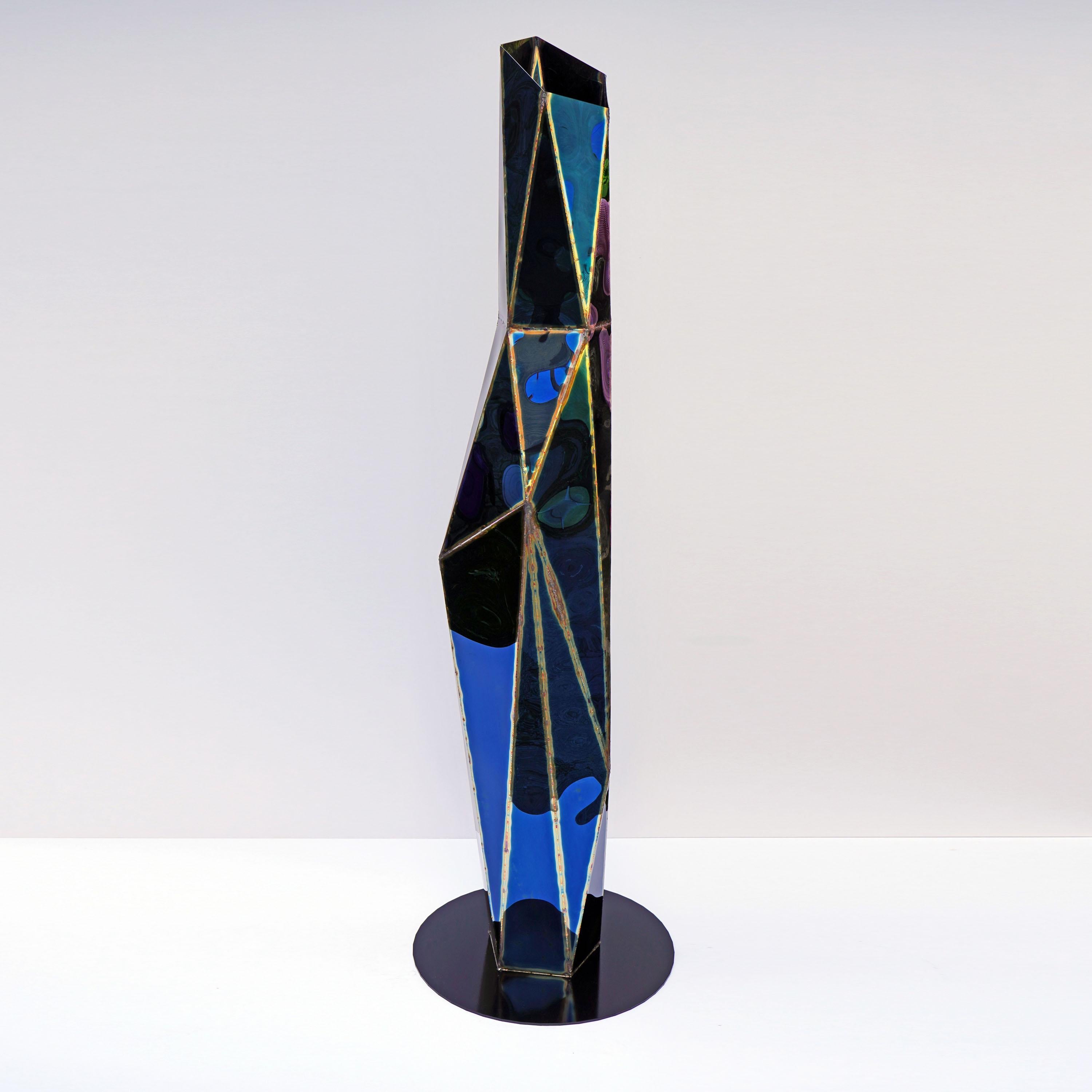 Acier inoxydable Lampadaire King en acier inoxydable poli miroir soudé par Julian Mayor en vente