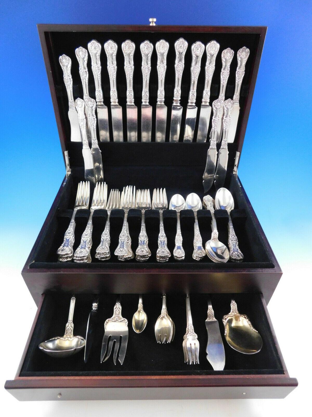Set di posate in argento sterling King George by Gorham per la cena - 85 pezzi. Questo set comprende:

8 coltelli per la cena da 9,5/8