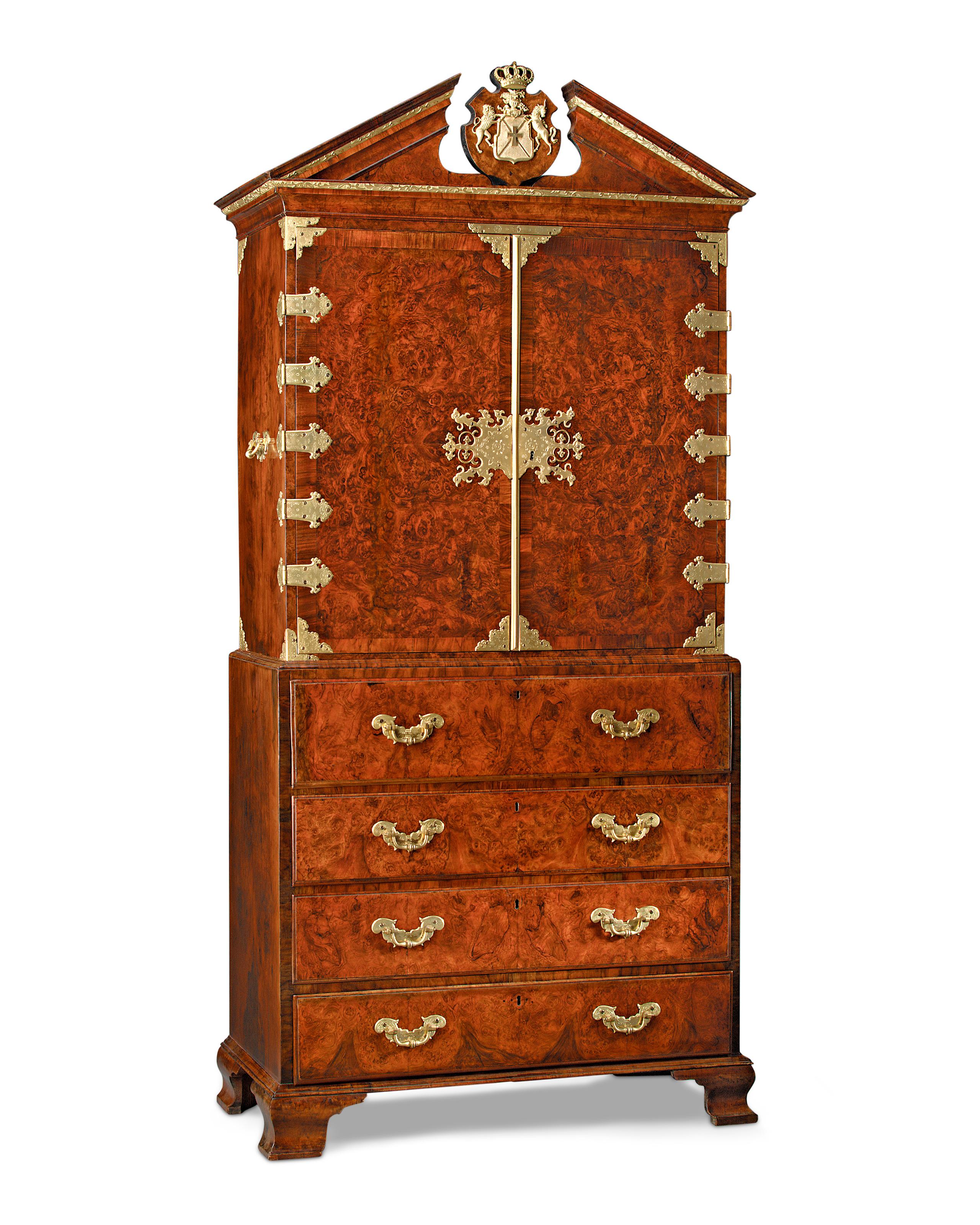 This highly important secrétaire-cabinet was crafted for and specially ordered by King George I for the British Ambassador to Russia. From its craftsmanship and materials to its exceptional artistry, it is a work of royal and historic significance