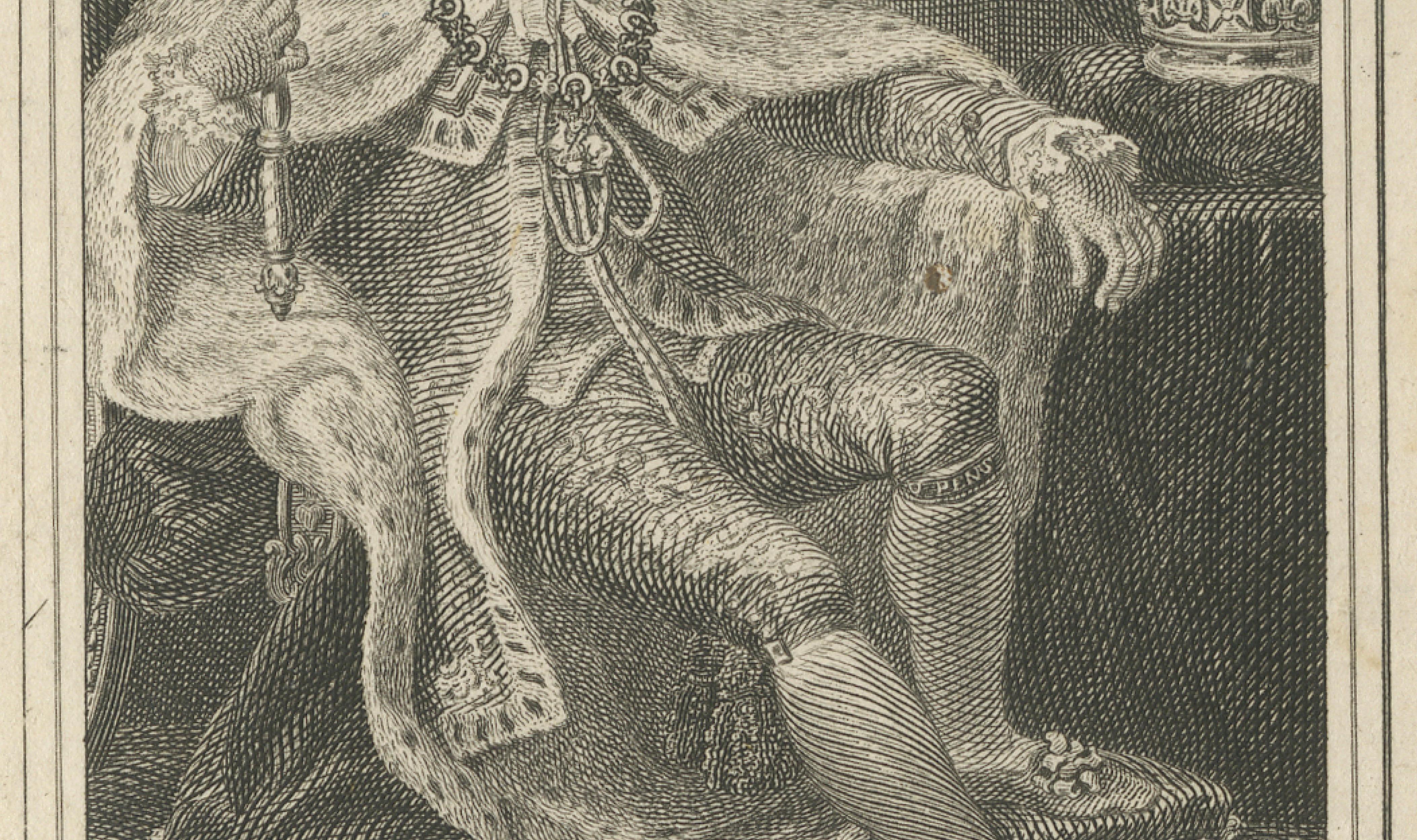 King George III in Coronation Robes, Small Antique Engraved Portrait, c.1780