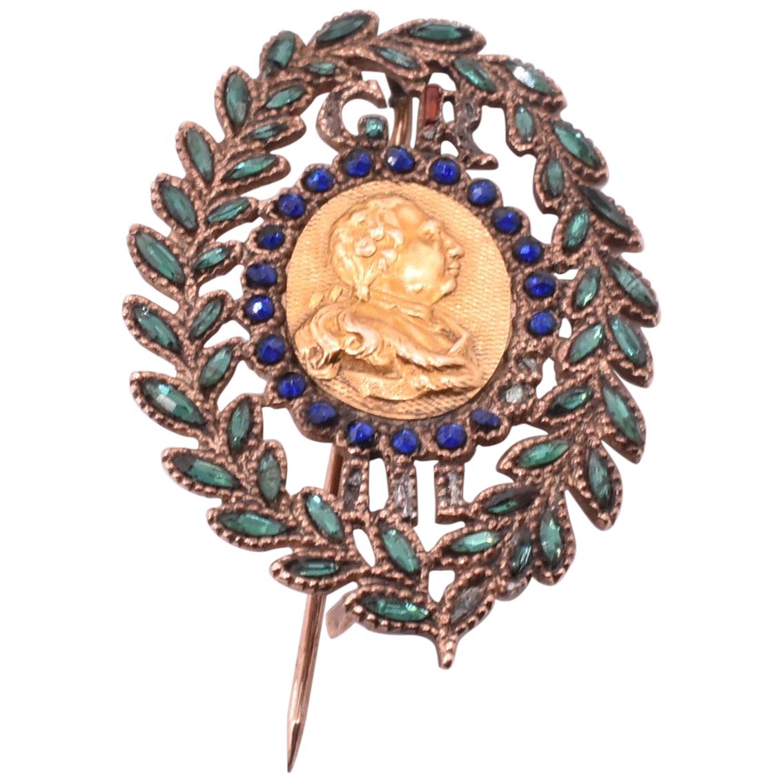 King George III Vauxhall Glass Commemorative Brooch