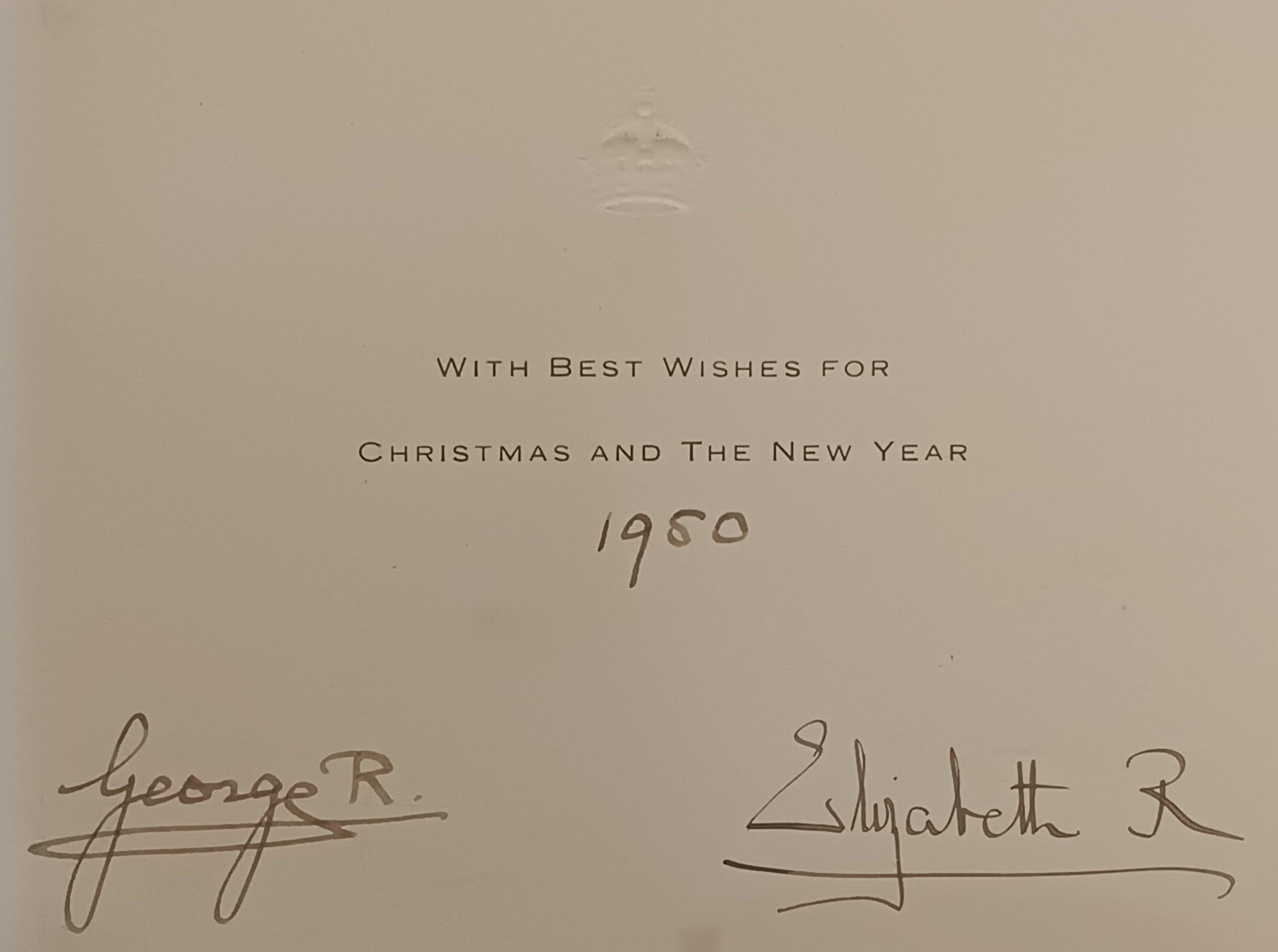 A majestic Royal family Christmas card signed by King George VI and Queen Elizabeth in 1950

Albert Windsor married Lady Elizabeth Bowes-Lyon in 1923. He was the second in line to the throne, after his older brother, Edward.

 

However, in