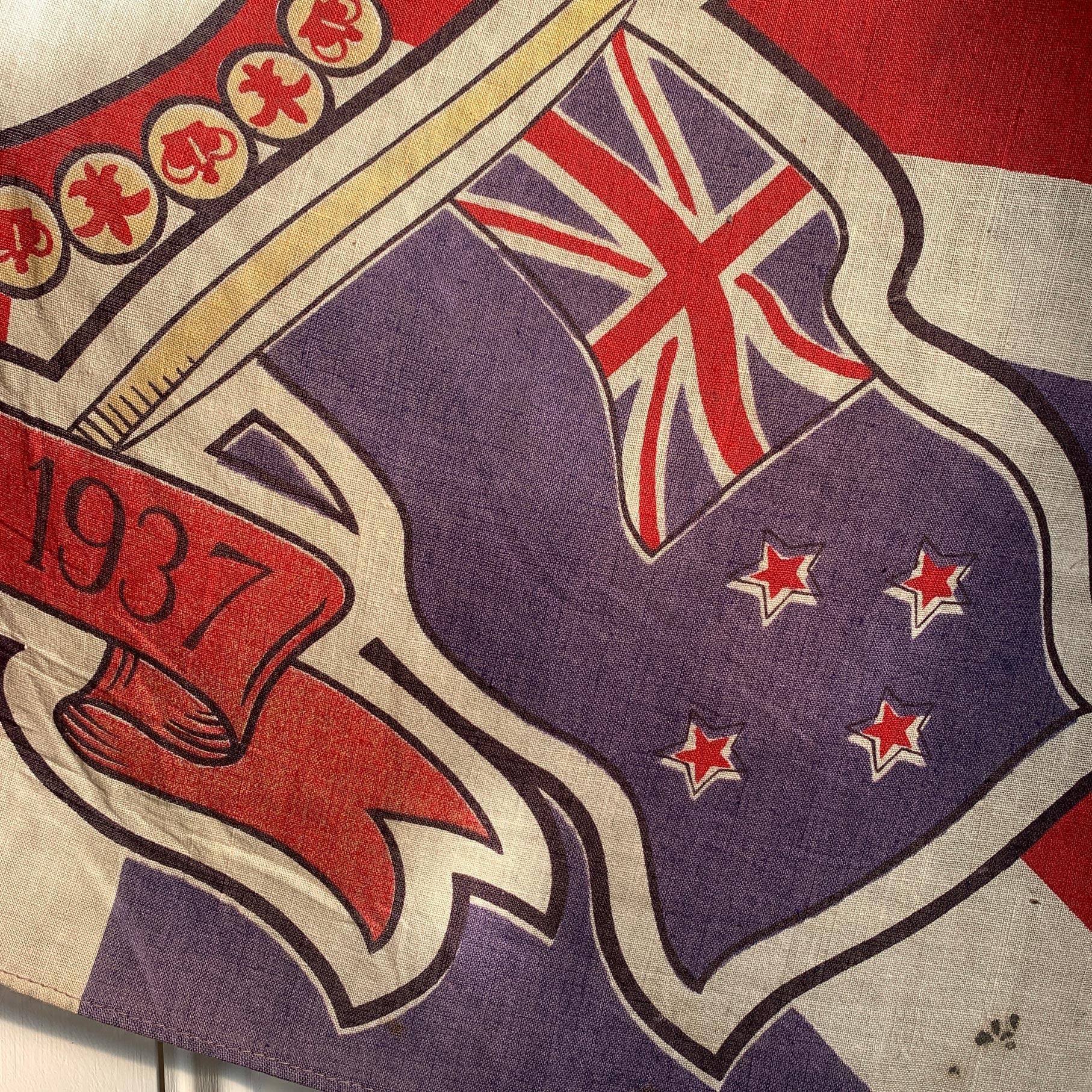 English King George VI and Queen Elizabeth the Queen Mother Coronation Flag, 1937 For Sale
