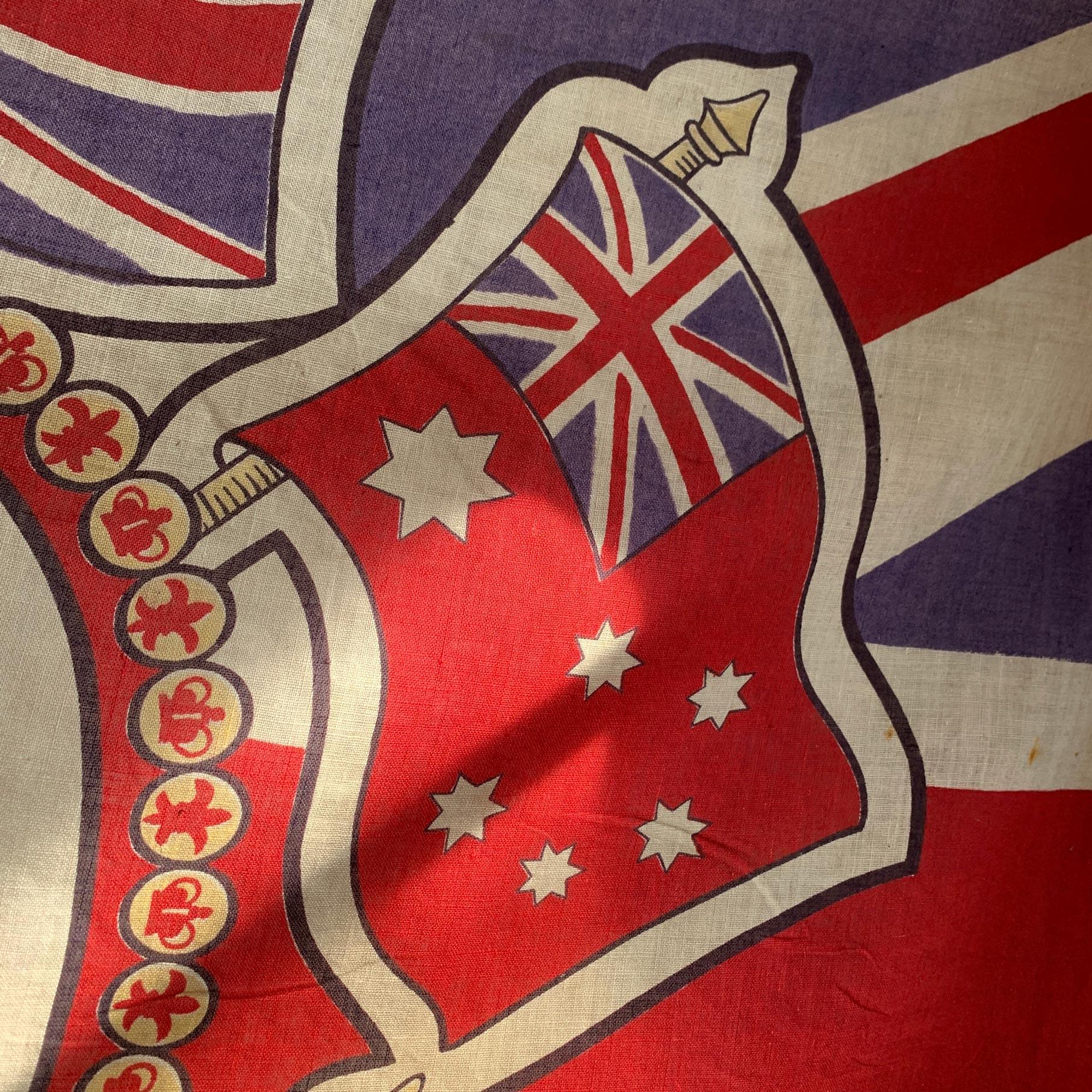 Mid-20th Century King George VI and Queen Elizabeth the Queen Mother Coronation Flag, 1937