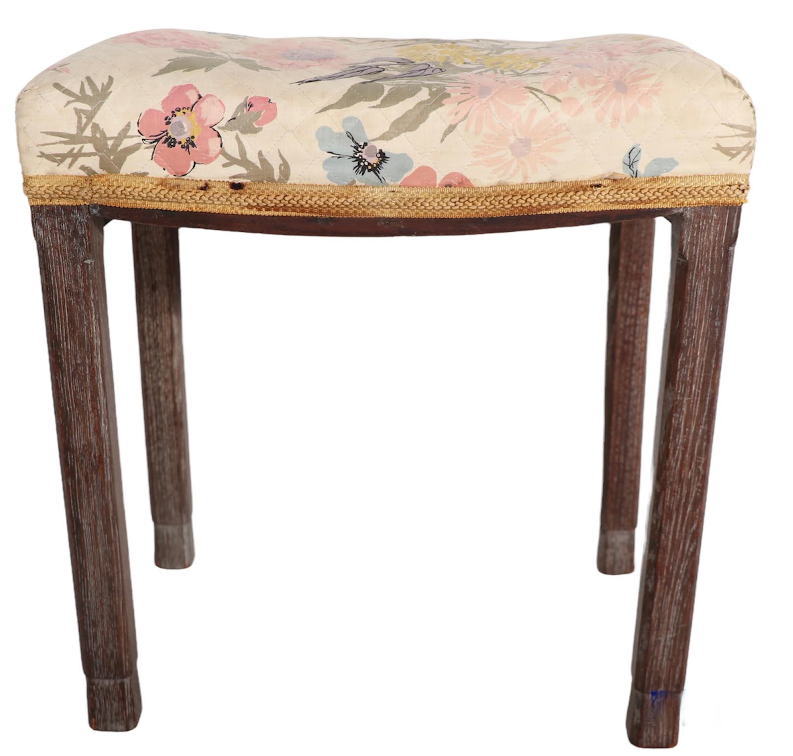 Art Deco King George VI Coronation Stool in Cerused Oak Ca 1937 Made in England For Sale