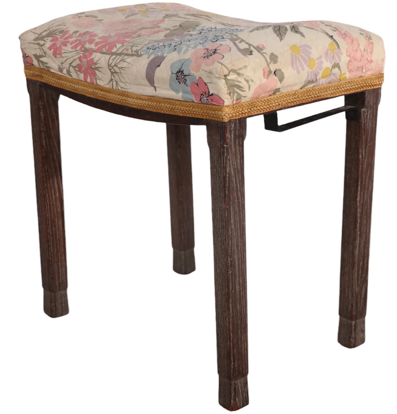 English King George VI Coronation Stool in Cerused Oak Ca 1937 Made in England For Sale