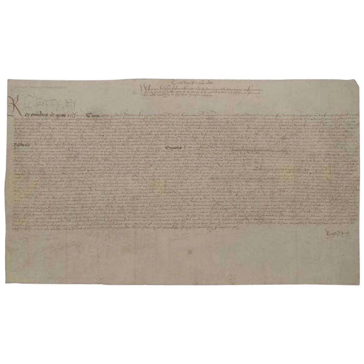 King Henry VIII Genuine Original 16th Century Signed Petition on Vellum, White