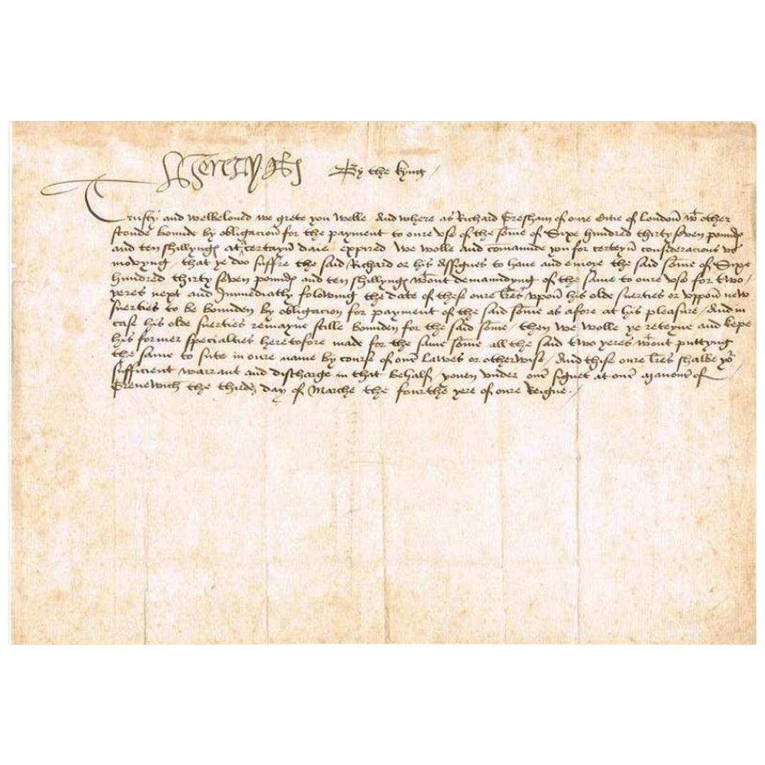 King Henry VIII Genuine Original Document with Certificate of Authenticity