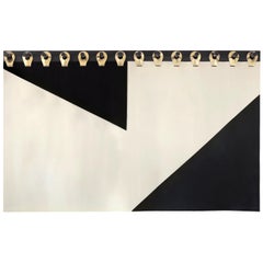 Ingles Headboard Tapestry 84" in Black, Cream and Gold by Moses Nadel