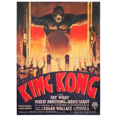 Vintage King Kong 1933 French Grande Style A Film Poster, Roland Coudon