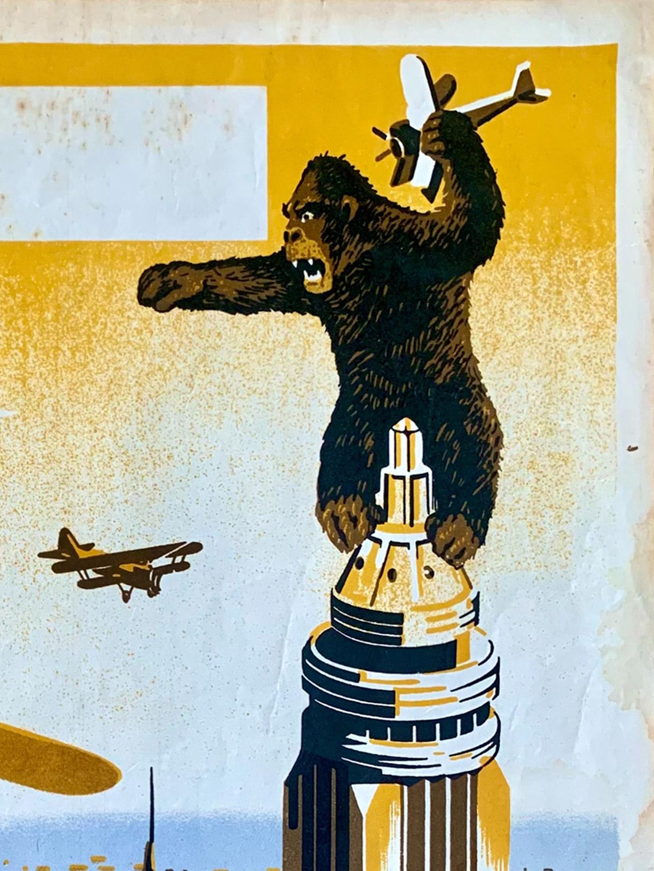 Petite affiche française du film King Kong 1933, Pierre Pigeot Bon état - En vente à Bath, Somerset