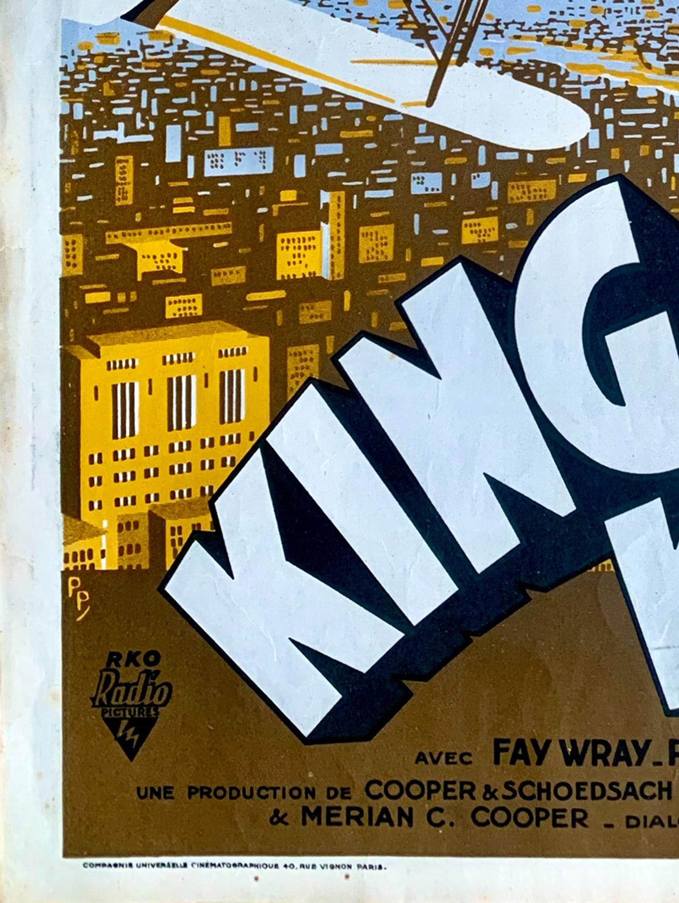 20ième siècle Petite affiche française du film King Kong 1933, Pierre Pigeot en vente