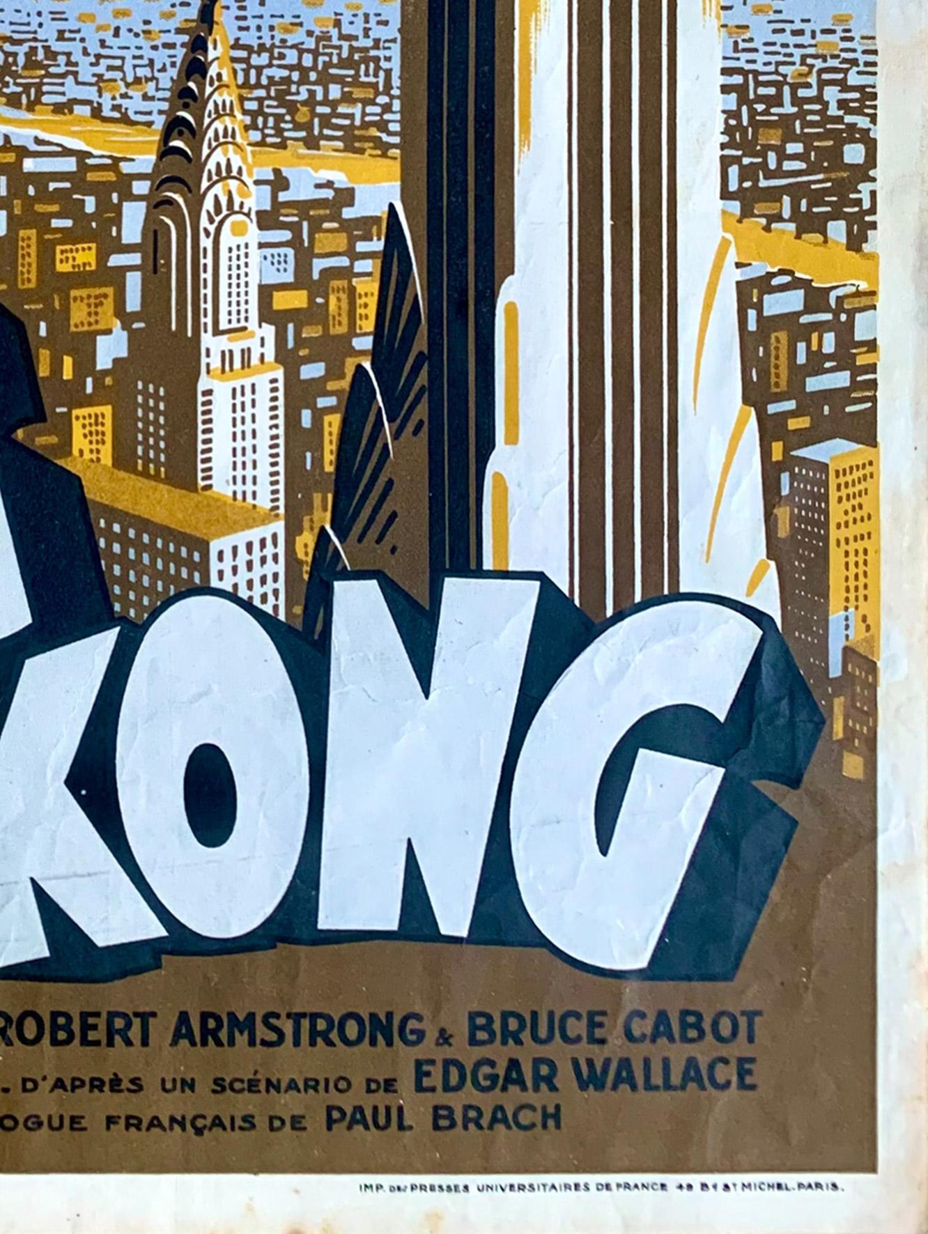 Papier Petite affiche française du film King Kong 1933, Pierre Pigeot en vente