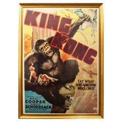 Vintage King Kong '1933' Movie Original Poster with Gilded Wooden Frame, 1970