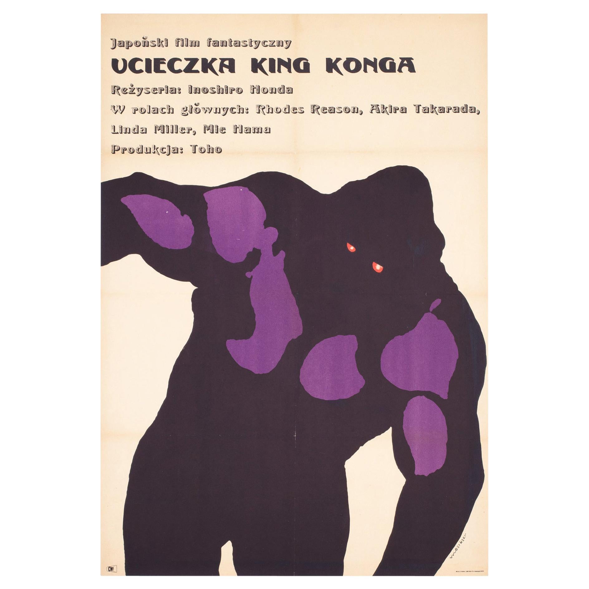 King Kong Escapes 1968 Polish A1 Film Movie Poster, Mosinski, Linen Backed