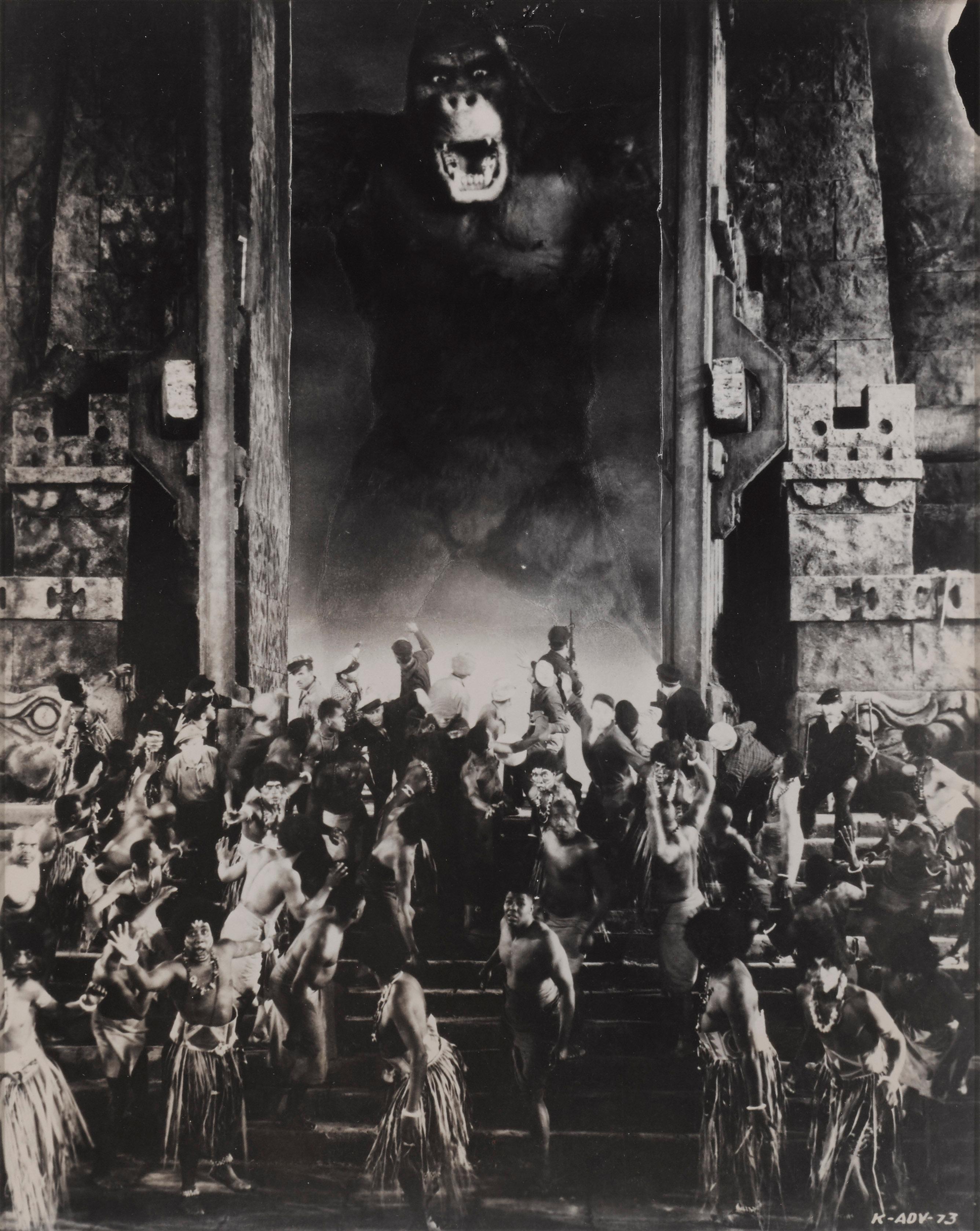 Original photographic production still used for a re-release of the film in the late 1930's or early 1940's
King Kong is perfect blend of adventure, science fiction and horror, King Kong is the ultimate monster movie. Willis O'Brien's use of