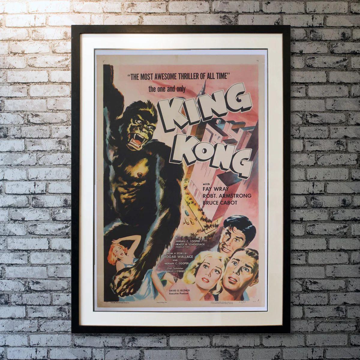 King Kong, Unframed Poster, 1956R

Original One Sheet (27 X 41 Inches). A film crew goes to a tropical island for an exotic location shoot and discovers a colossal ape who takes a shine to their female blonde star. He is then captured and brought
