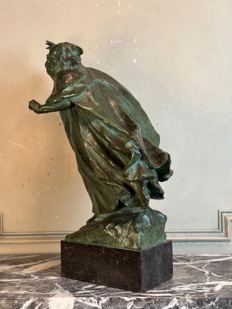 Classical Greek King Lear, Bronze Green patina, Victor Rousseau (1865-1954) About 1905 For Sale