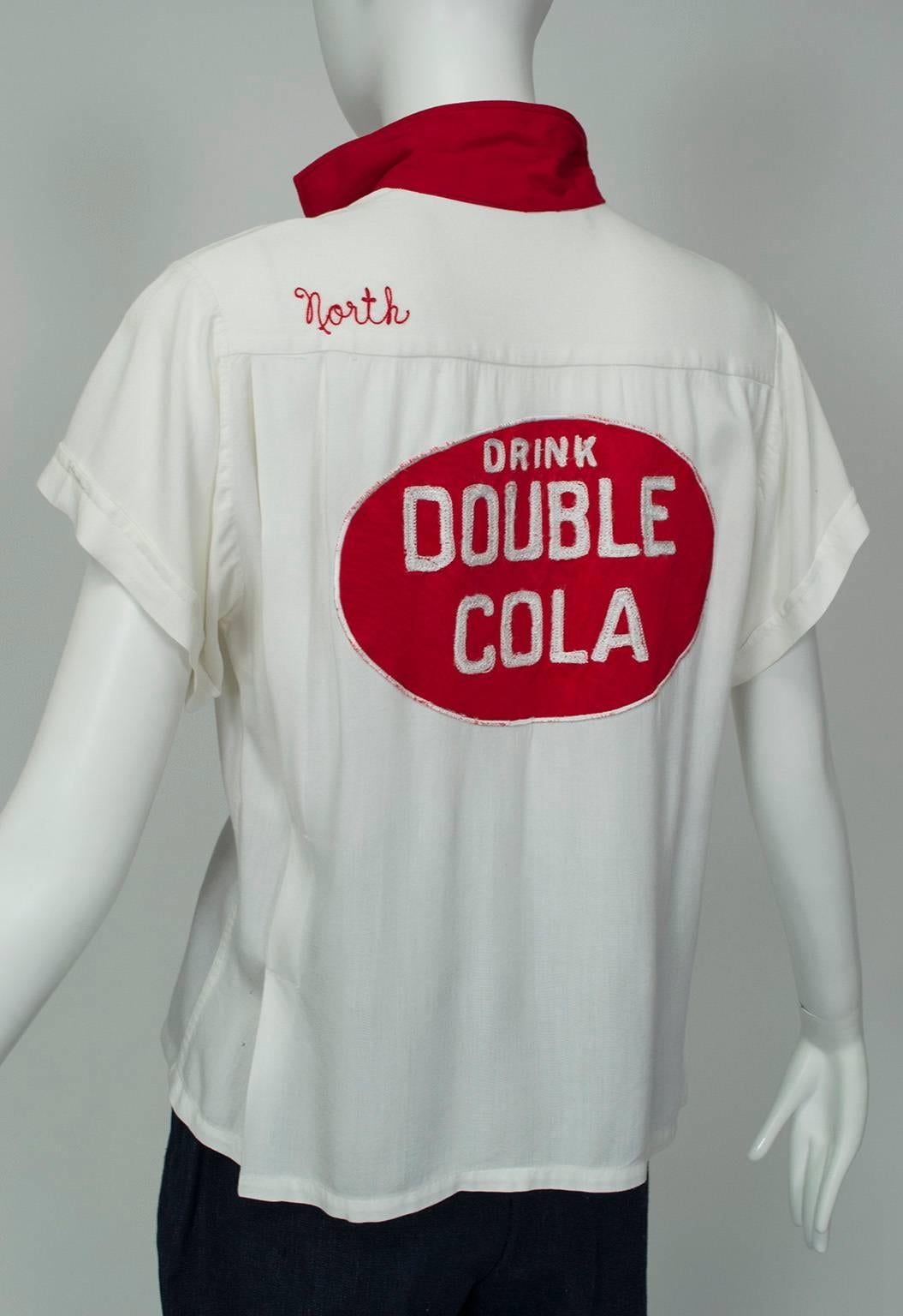 Gray King Louie Double Cola Bowling Shirt Embroidered 